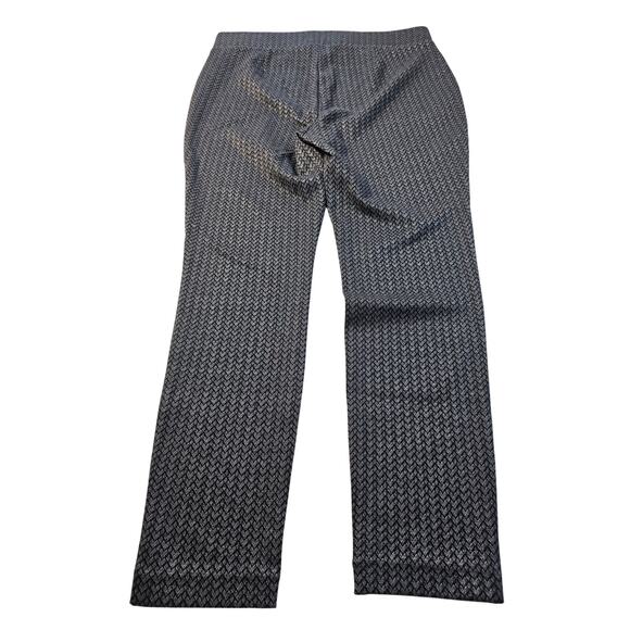 NWT Loft PETITE M MP pull on pants geometric shimmery black grey silver casual - Picture 2 of 8